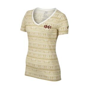 Nike Women's Beige Black History Month All Over Printed Slim T-Shirt Size Large
